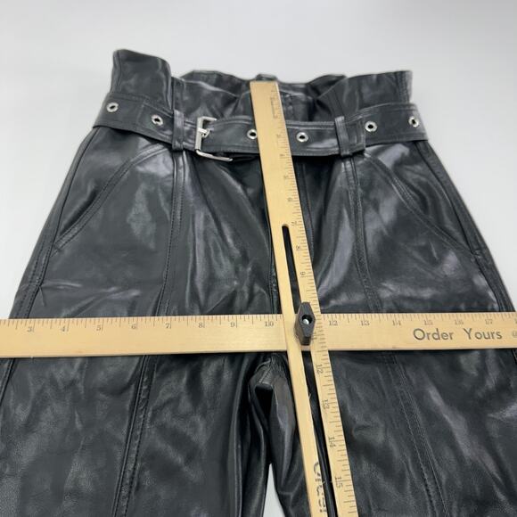 BlankNYC Pants Womens 24 Faux Leather Joggers High Rise Slit Leg Belted Moto - Picture 9 of 10